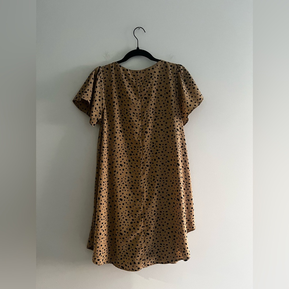 Andrée by Unit Speckled V Neck Shift Dress Medium Lined Puff Sleeve - Picture 4 of 4